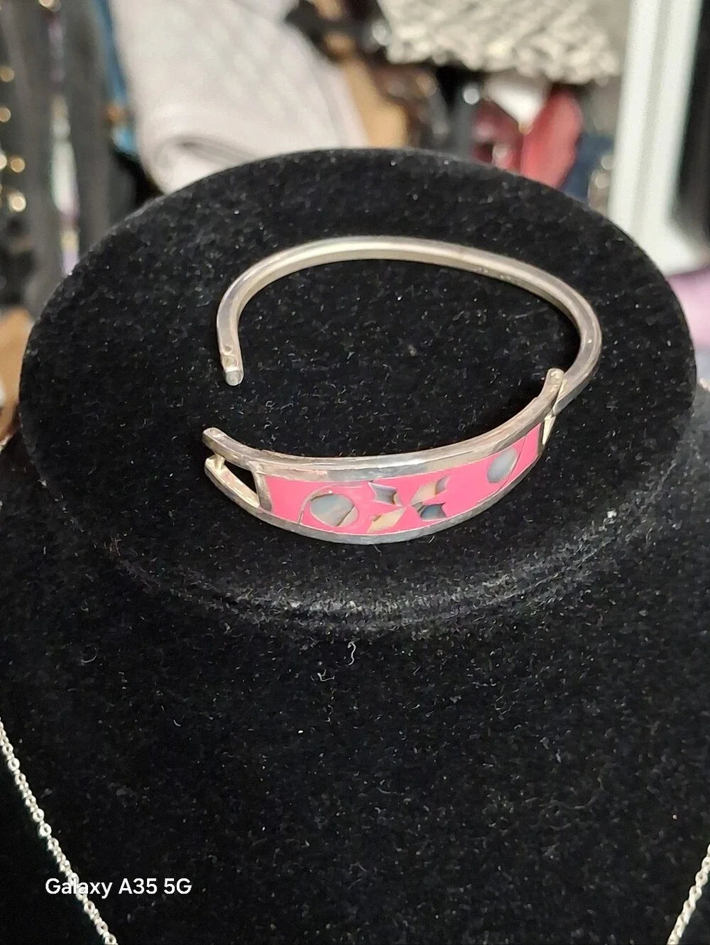 Silver and mother of pearl MOP pink child's bracelet